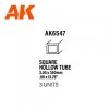 AK Interactive AK6547 SQUARE HOLLOW TUBE 3.00 X 350MM – STYRENE SQUARE HOLLOW TUBE – (3 UNITS)
